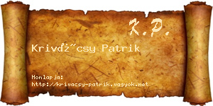 Krivácsy Patrik névjegykártya